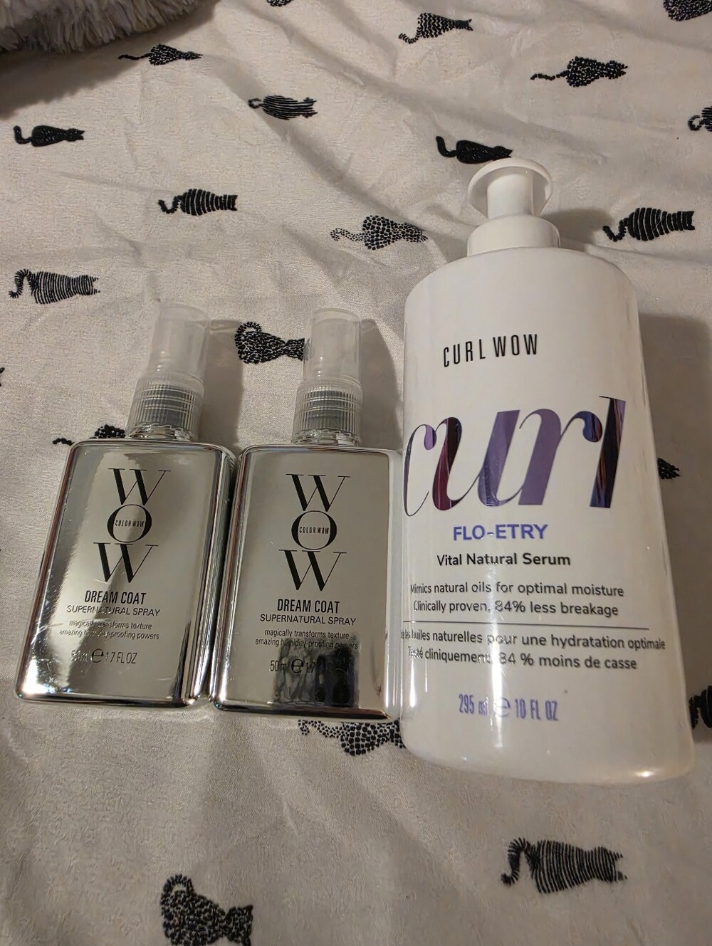 lot of 3 Curl Wow FLO-ETRY Vital Natural Serum and 2 wow dream coat supernatural